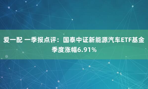 爱一配 一季报点评：国泰中证新能源汽车ETF基金季度涨幅6.91%